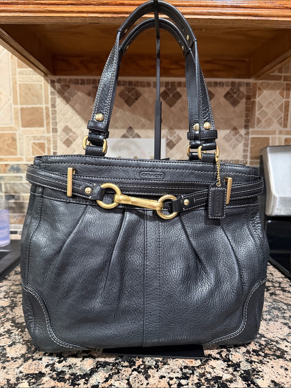 Coach 2008 vintage pleaded leather Hampton carryall